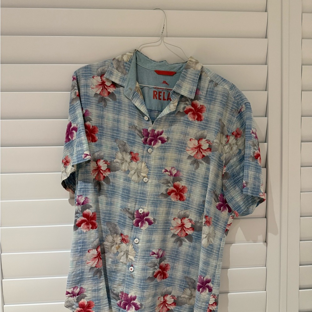 Tommy Bahama Blue and Red Floral Men's Shirt